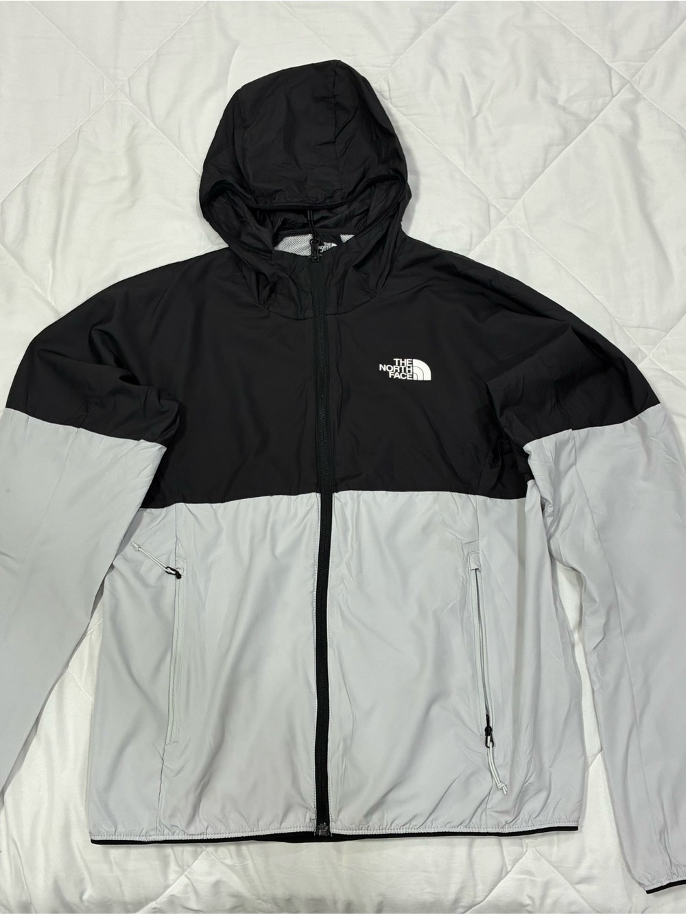 The North Face Men’s Two-Tone Hooded Windbreaker - Black & Light Gray